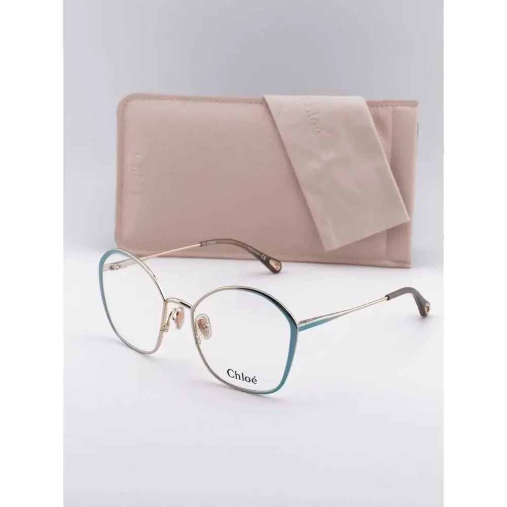 NEW!!! CHLOE Teal Rim Gold Metal Butterfly Optical Glasses CH0017O 005 Authentic